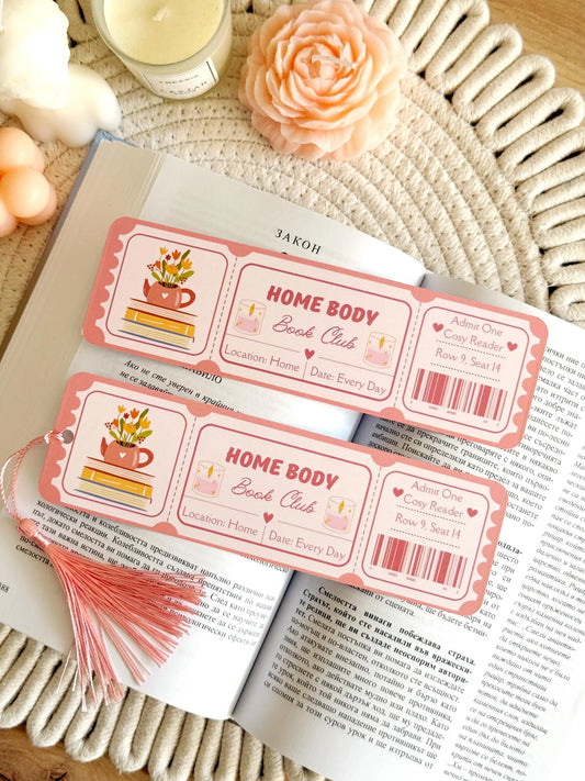 Home Body Book Club Ticket Bookmark with Tassel