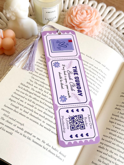 Sunday Book Club Ticket Bookmark with Tassel