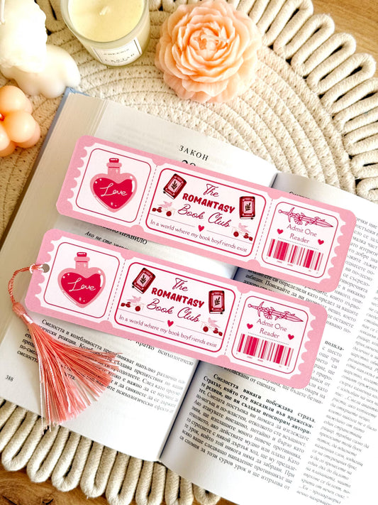 Romantasy Book Club Ticket Bookmark with Tassel