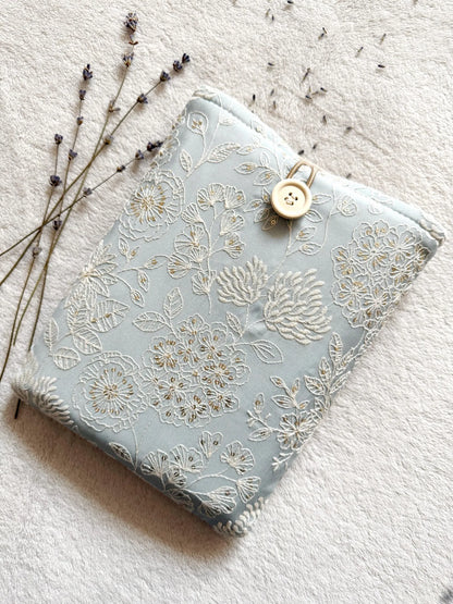 Embroidered Blue Delphinium Book Sleeve