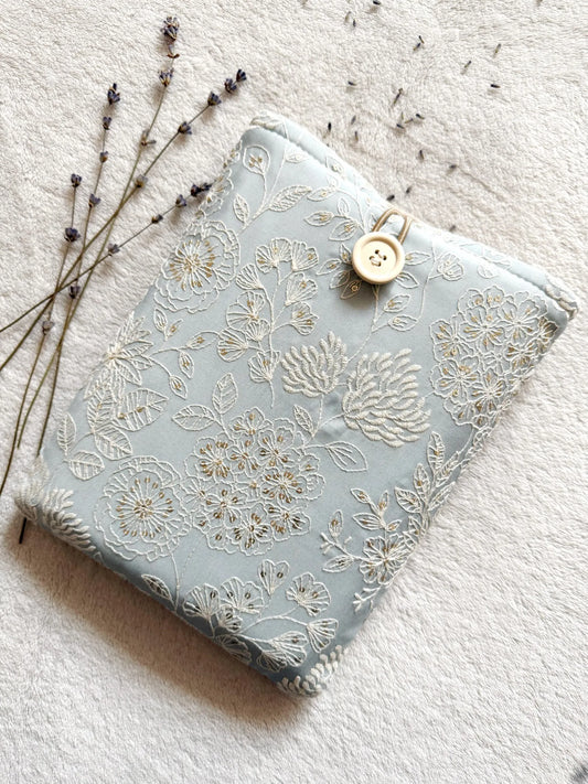 Embroidered Blue Delphinium Book Sleeve