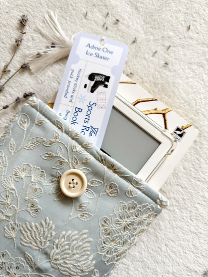 Embroidered Blue Delphinium Book Sleeve