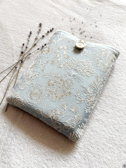 Embroidered Blue Delphinium Book Sleeve