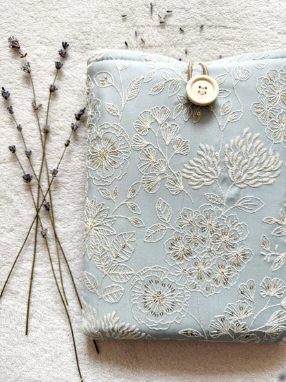 Embroidered Blue Delphinium Book Sleeve