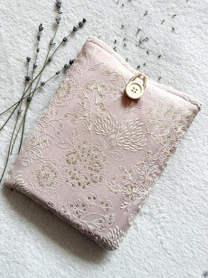 Embroidered Pink Delphinium Book Sleeve