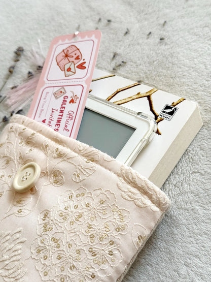 Embroidered Light Pink Delphinium Book Sleeve