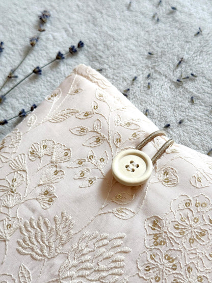 Embroidered Light Pink Delphinium Book Sleeve