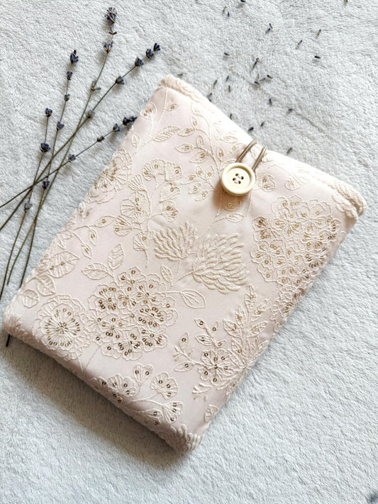 Embroidered Light Pink Delphinium Book Sleeve