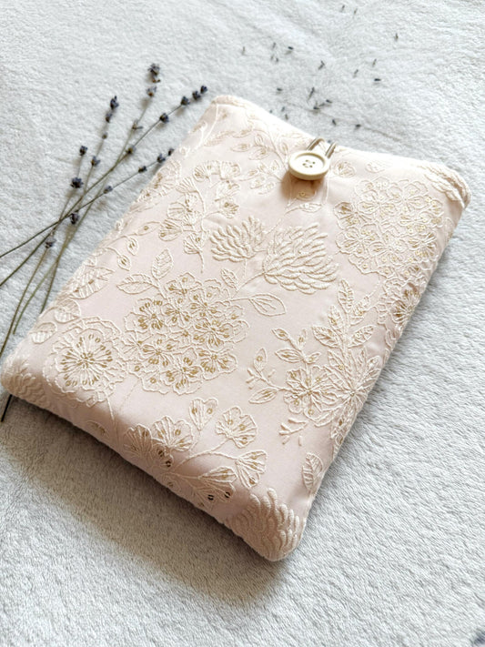 Embroidered Light Pink Delphinium Book Sleeve
