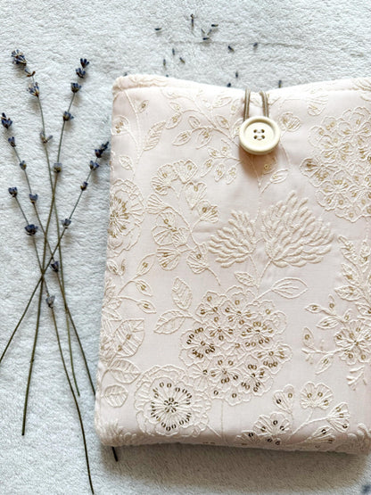 Embroidered Light Pink Delphinium Book Sleeve