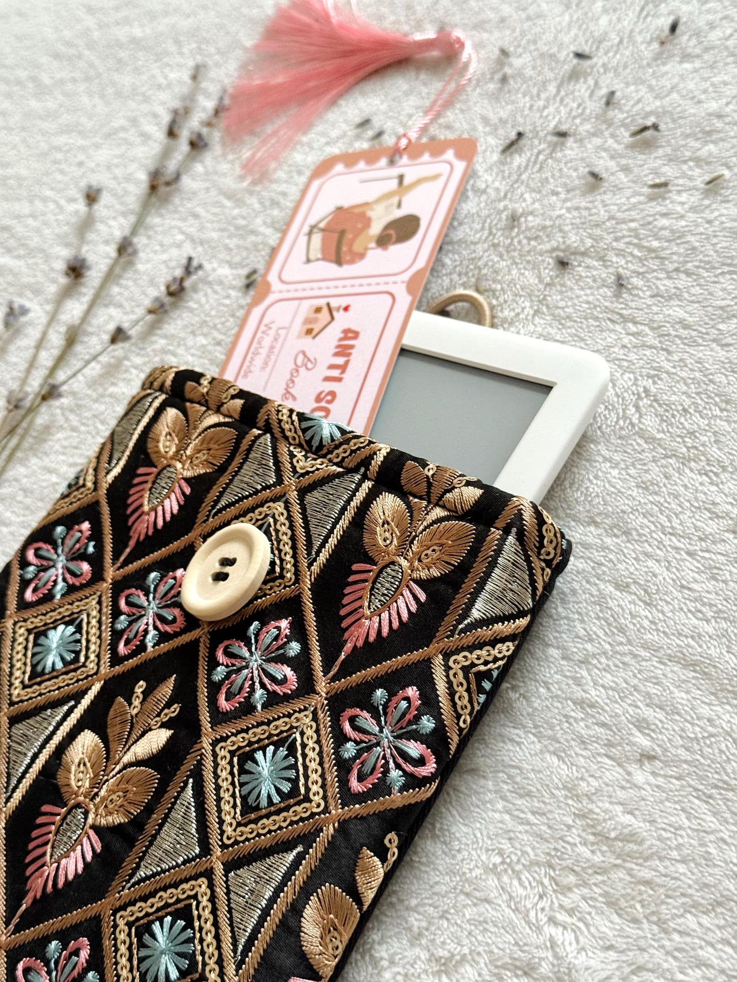 Embroidered Rose Gold E-Reader Sleeve