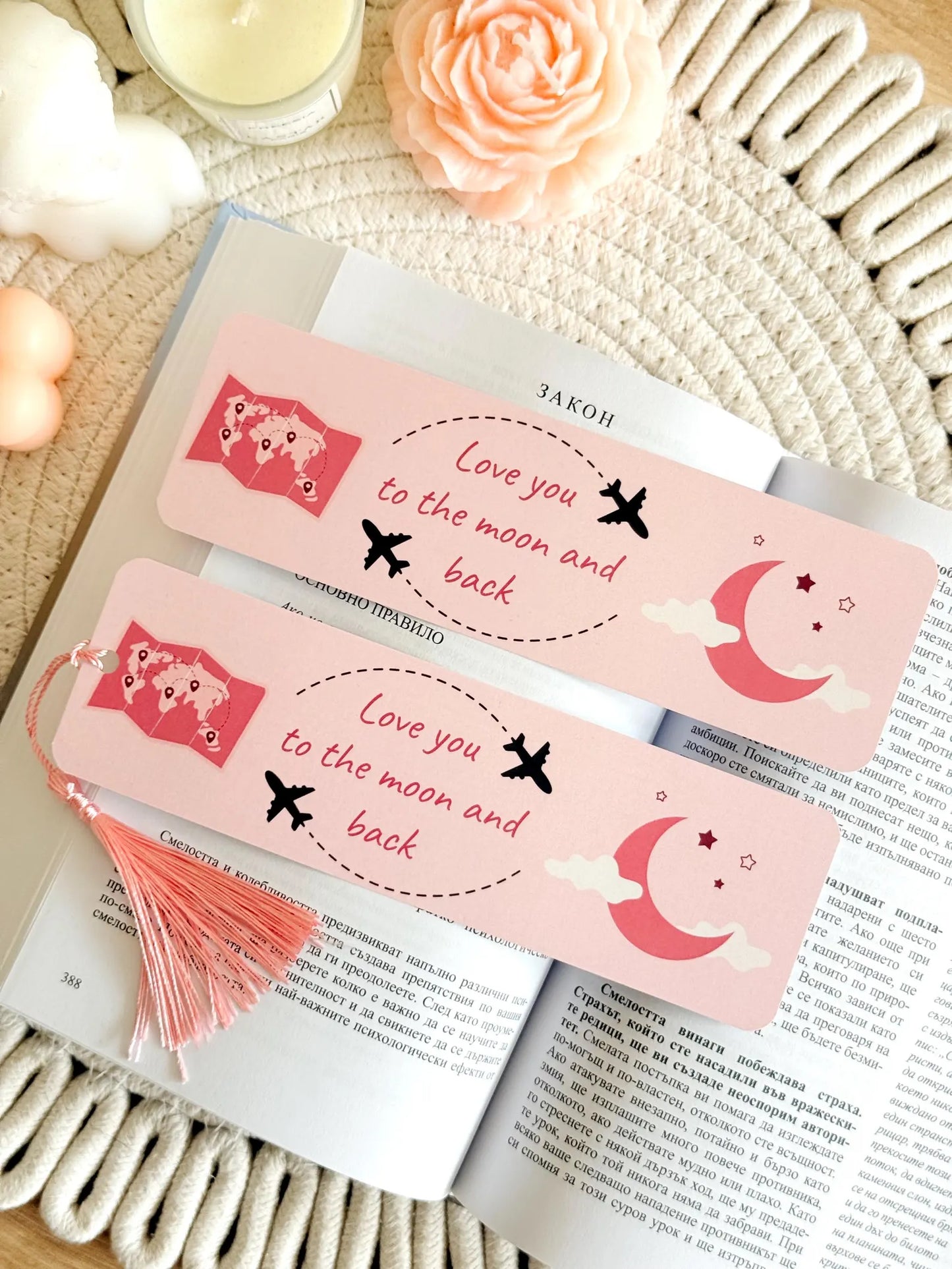 Moon Bookmark with Tassel