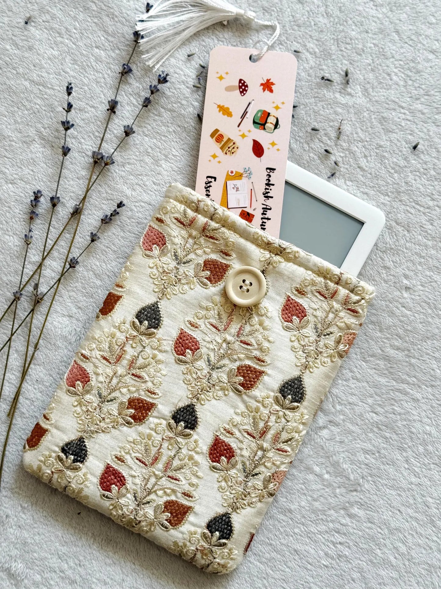 Embroidered Champagne Strawberry E-Reader Sleeve