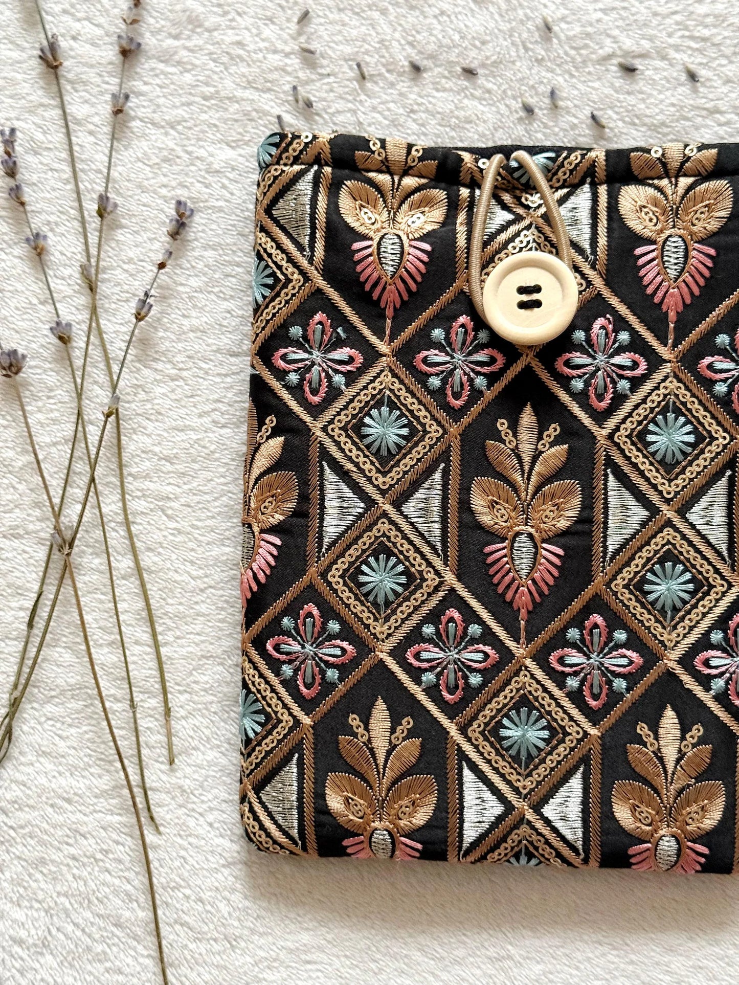 Embroidered Rose Gold E-Reader Sleeve