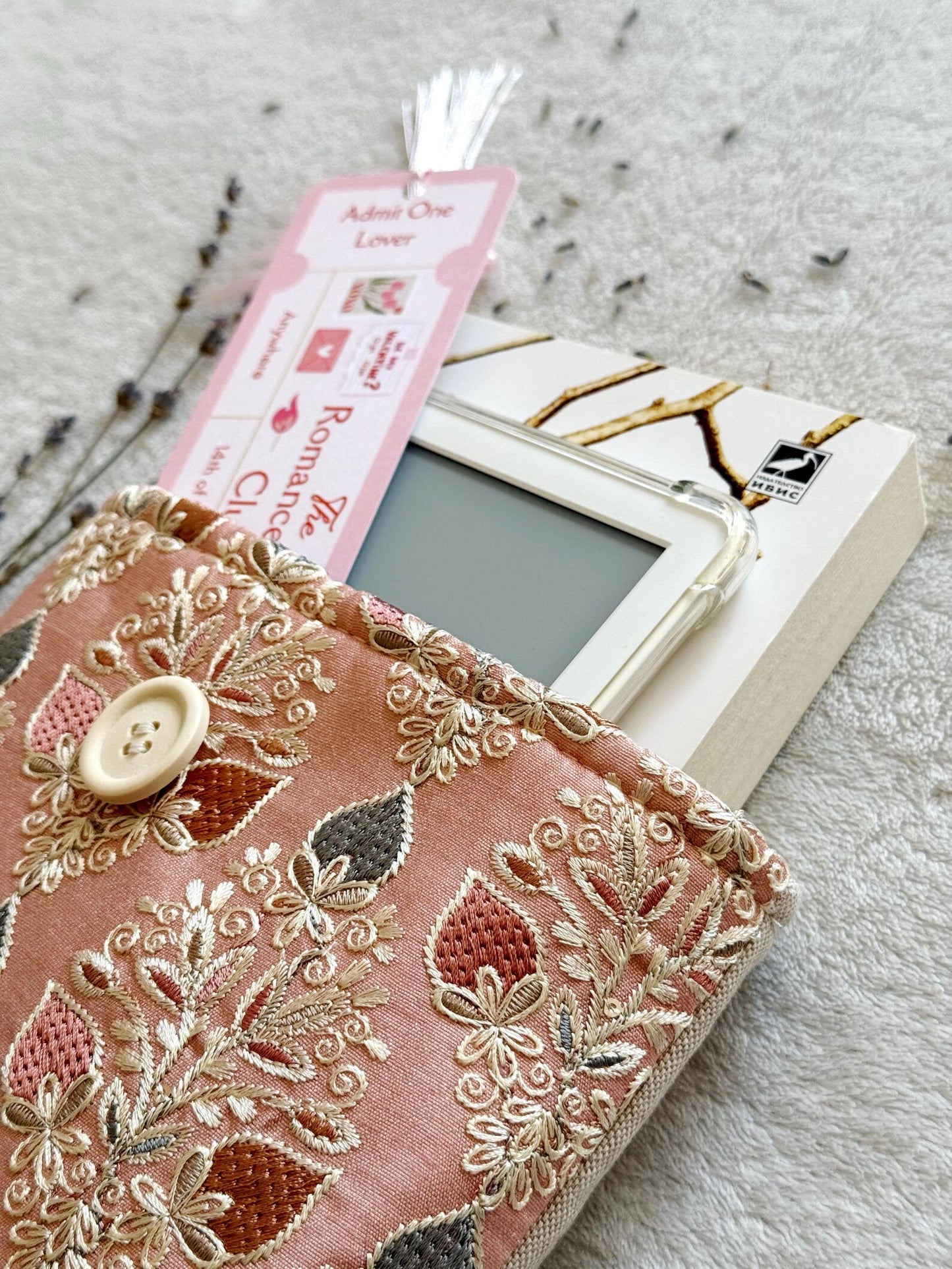 Embroidered Strawberry Book Sleeve
