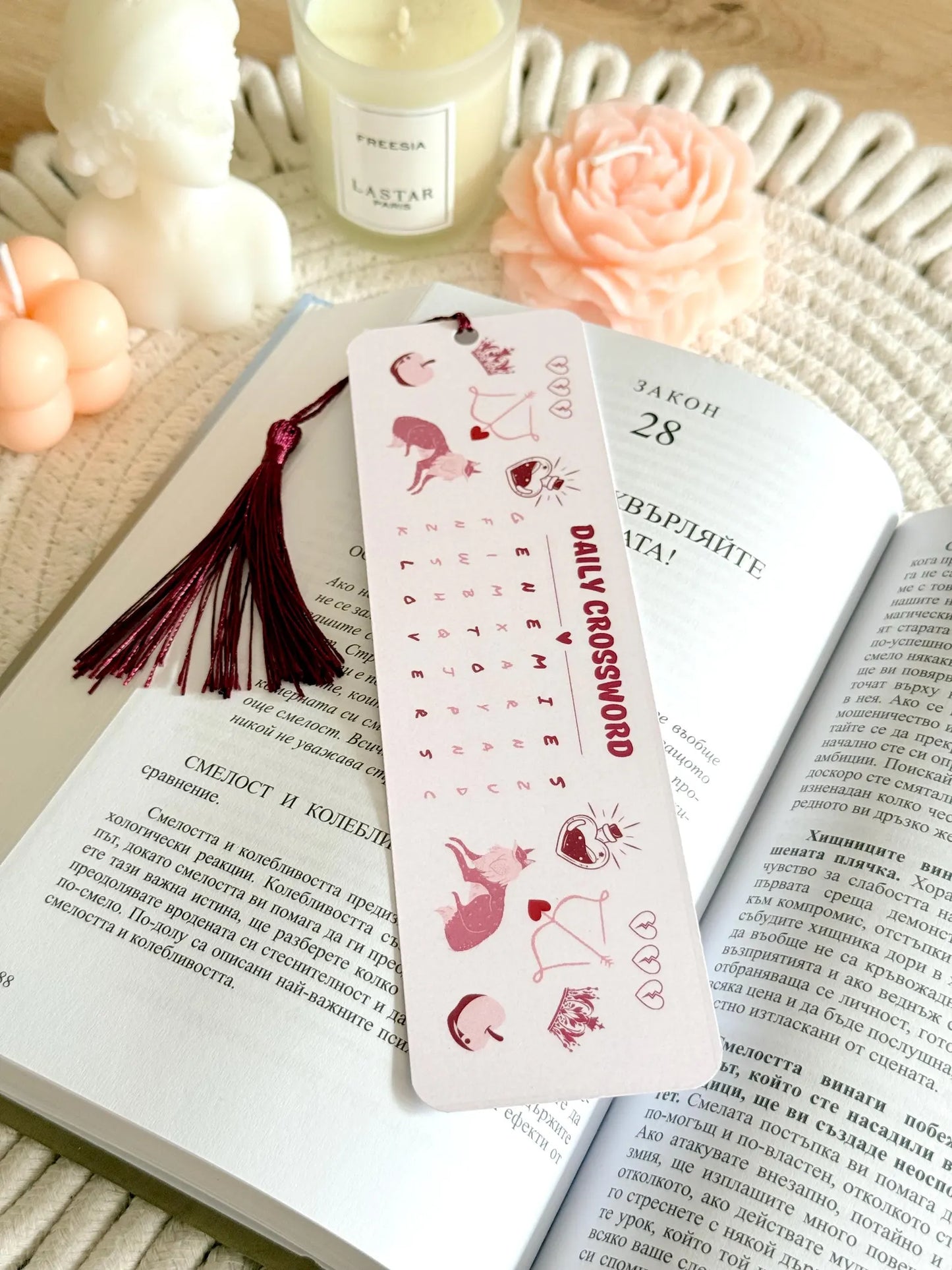 Crossword Bookmark with Tassel