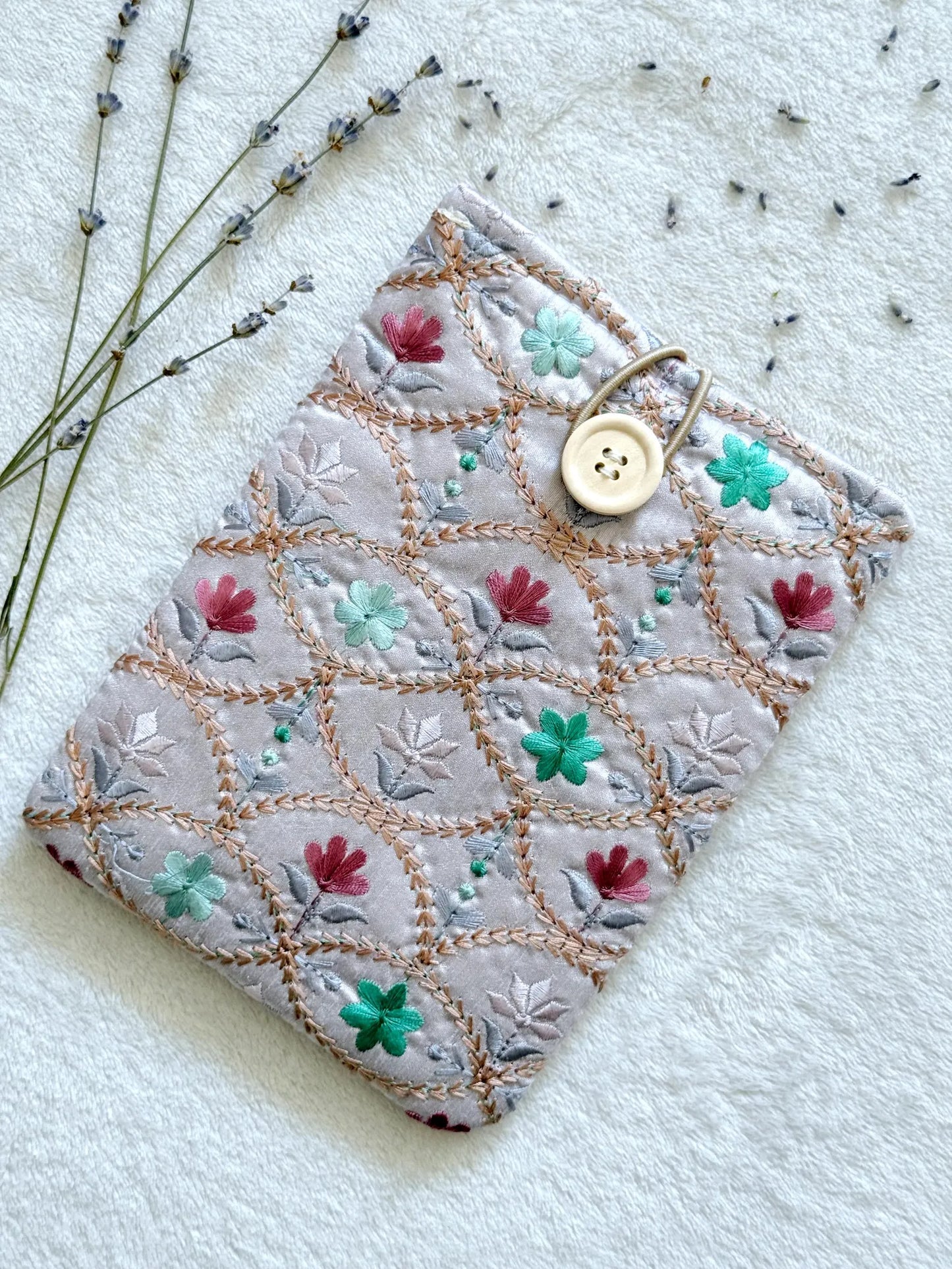 Embroidered Lavender E-Reader Sleeve