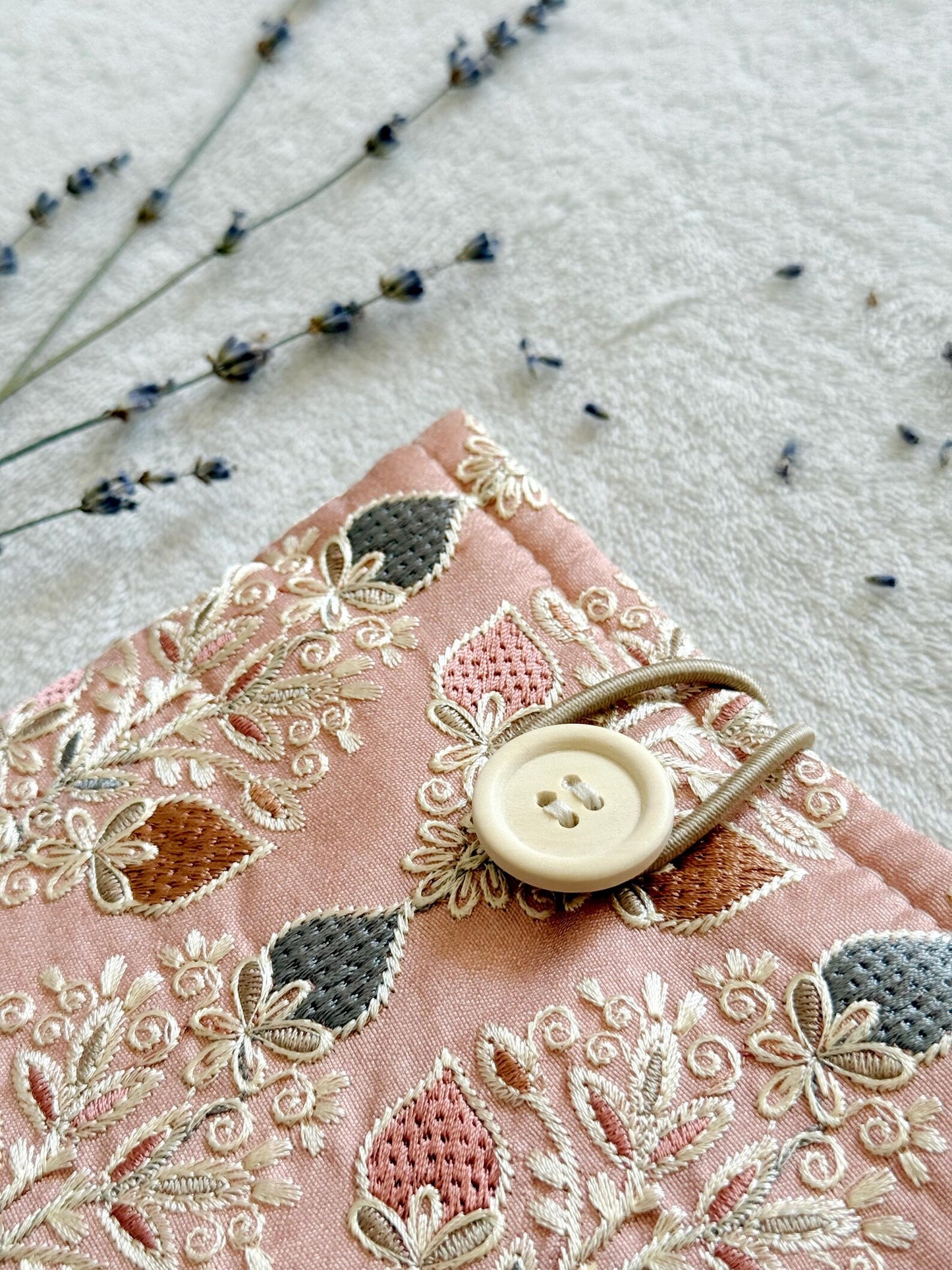 Embroidered Pink Strawberry E-Reader Sleeve