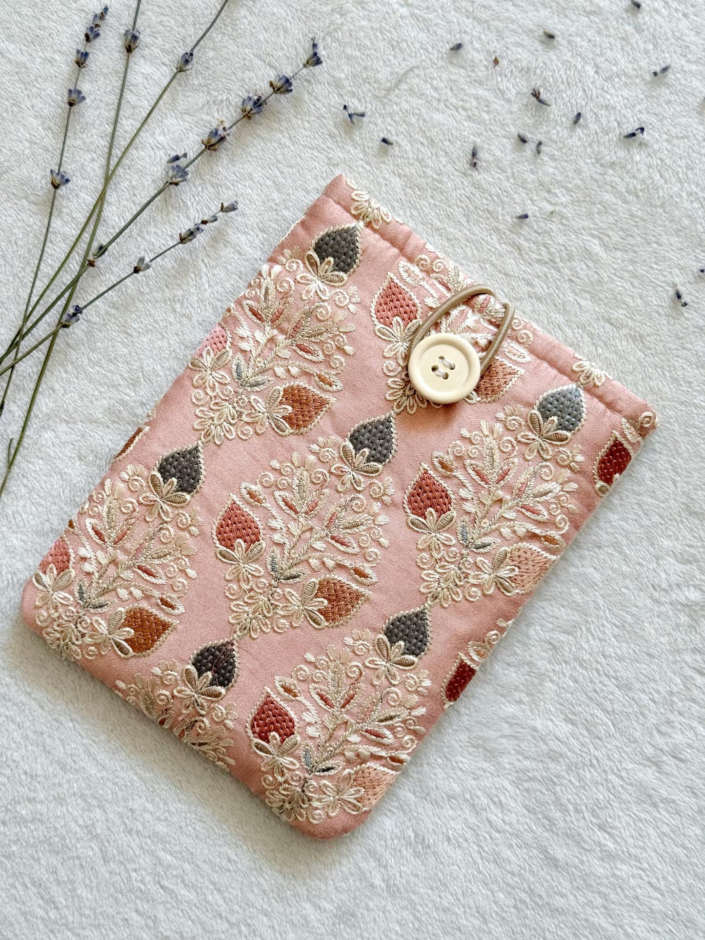 Embroidered Pink Strawberry E-Reader Sleeve