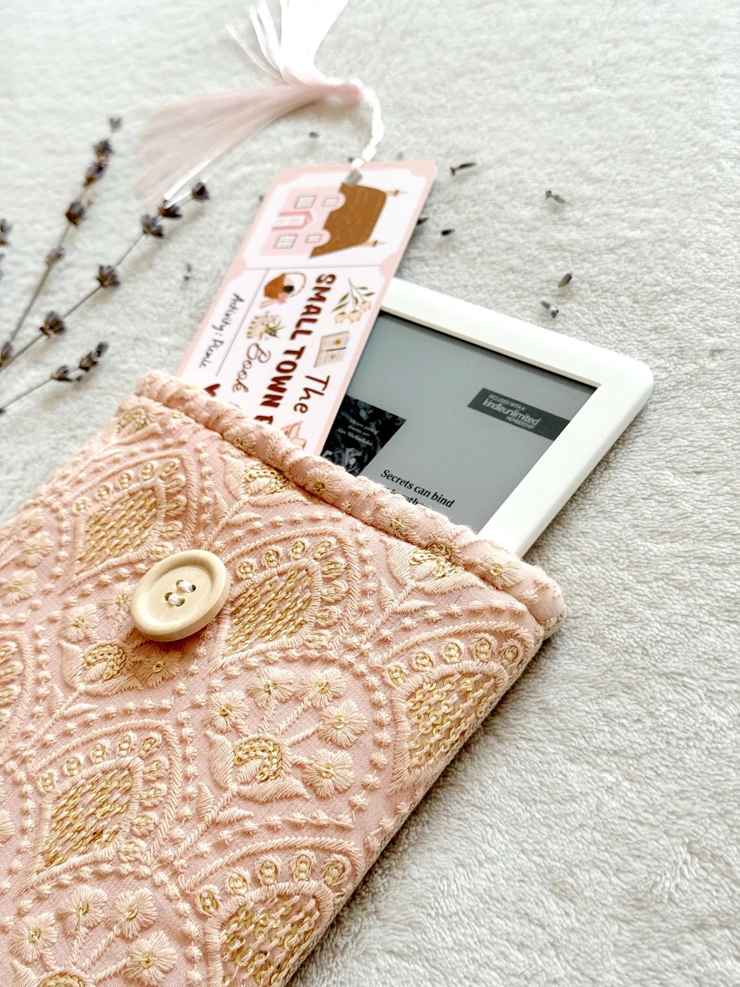 Embroidered Pink Abstract E-Reader Sleeve
