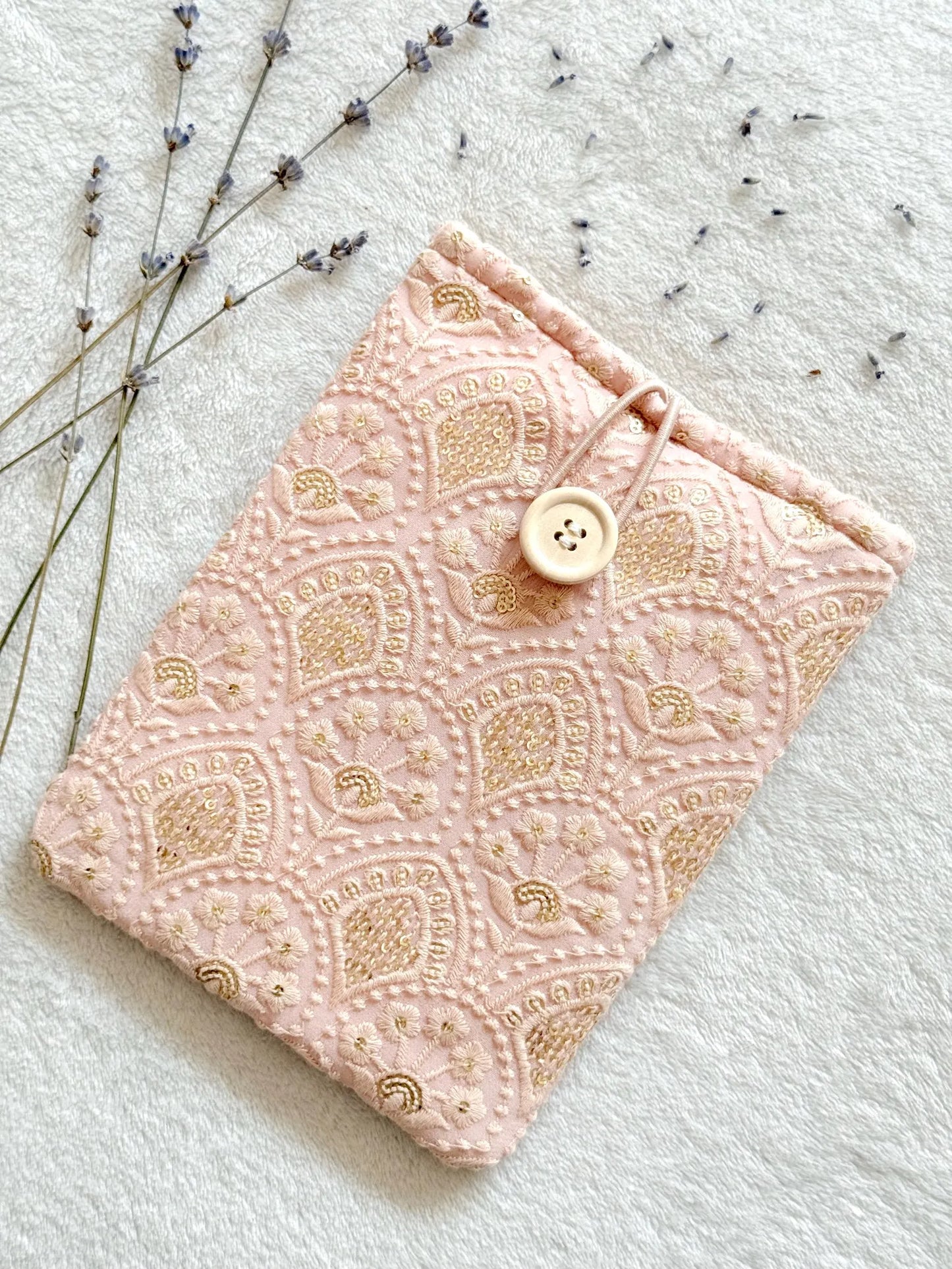 Embroidered Pink Abstract E-Reader Sleeve