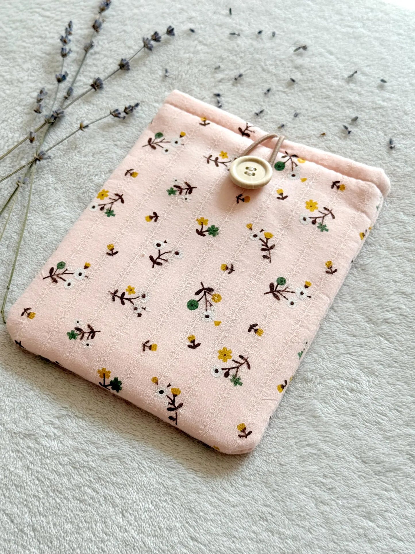 Embroidered Pink Floral E-Reader Sleeve