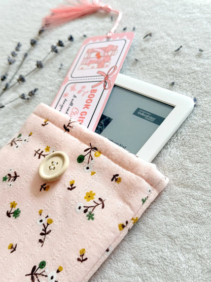 Embroidered Pink Floral E-Reader Sleeve