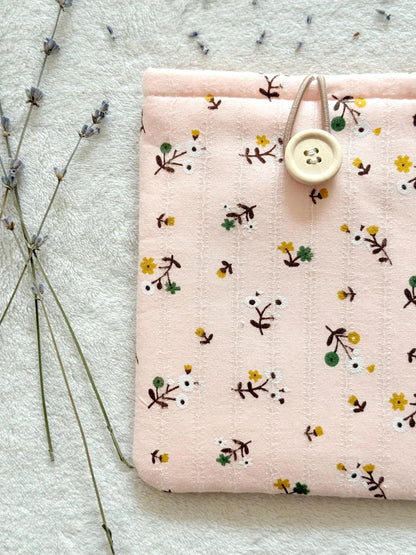 Embroidered Pink Floral E-Reader Sleeve