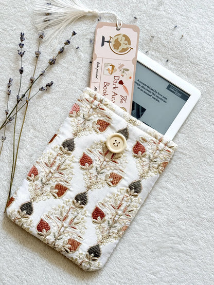 Embroidered White Strawberry E-Reader Sleeve