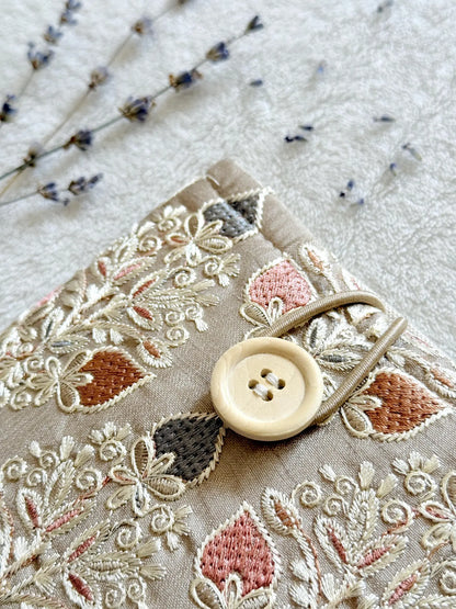 Embroidered Khaki Strawberry E-Reader Sleeve
