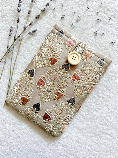 Embroidered Khaki Strawberry E-Reader Sleeve
