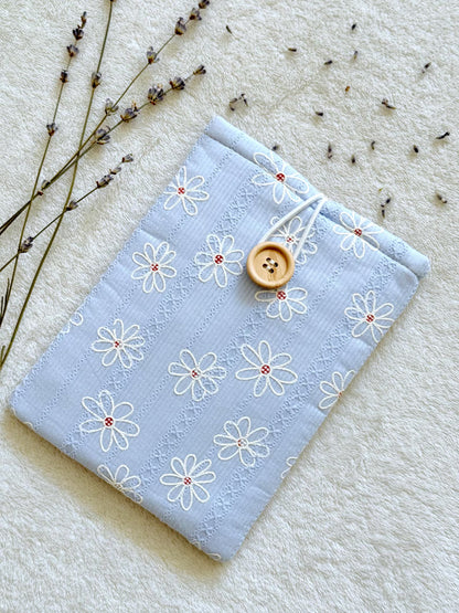 Embroidered Blue Daisy E-Reader Sleeve