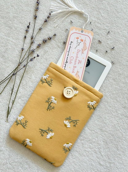 Embroidered Mustard Daisy E-Reader Sleeve