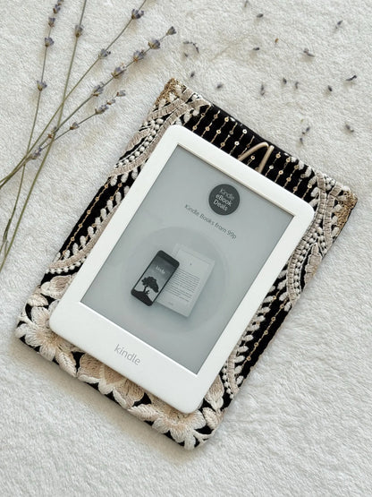 Embroidered Black Floral E-Reader Sleeve