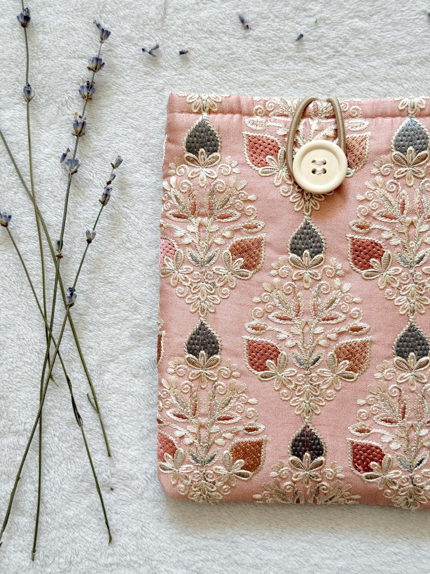 Embroidered Pink Strawberry E-Reader Sleeve