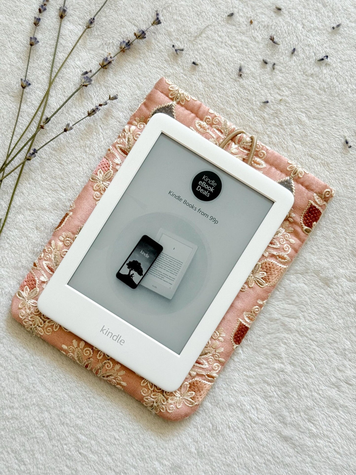 Embroidered Pink Strawberry E-Reader Sleeve