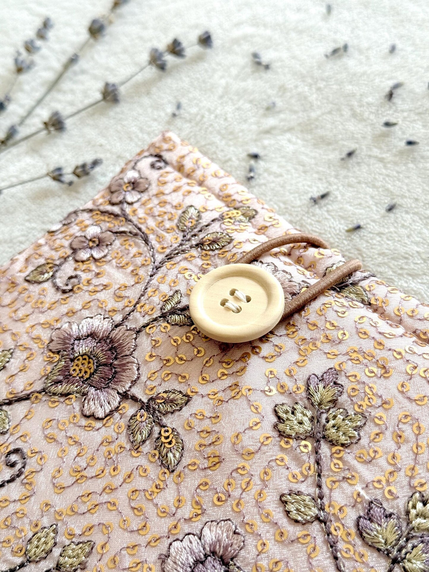 Embroidered Pink Begonia E-Reader Sleeve