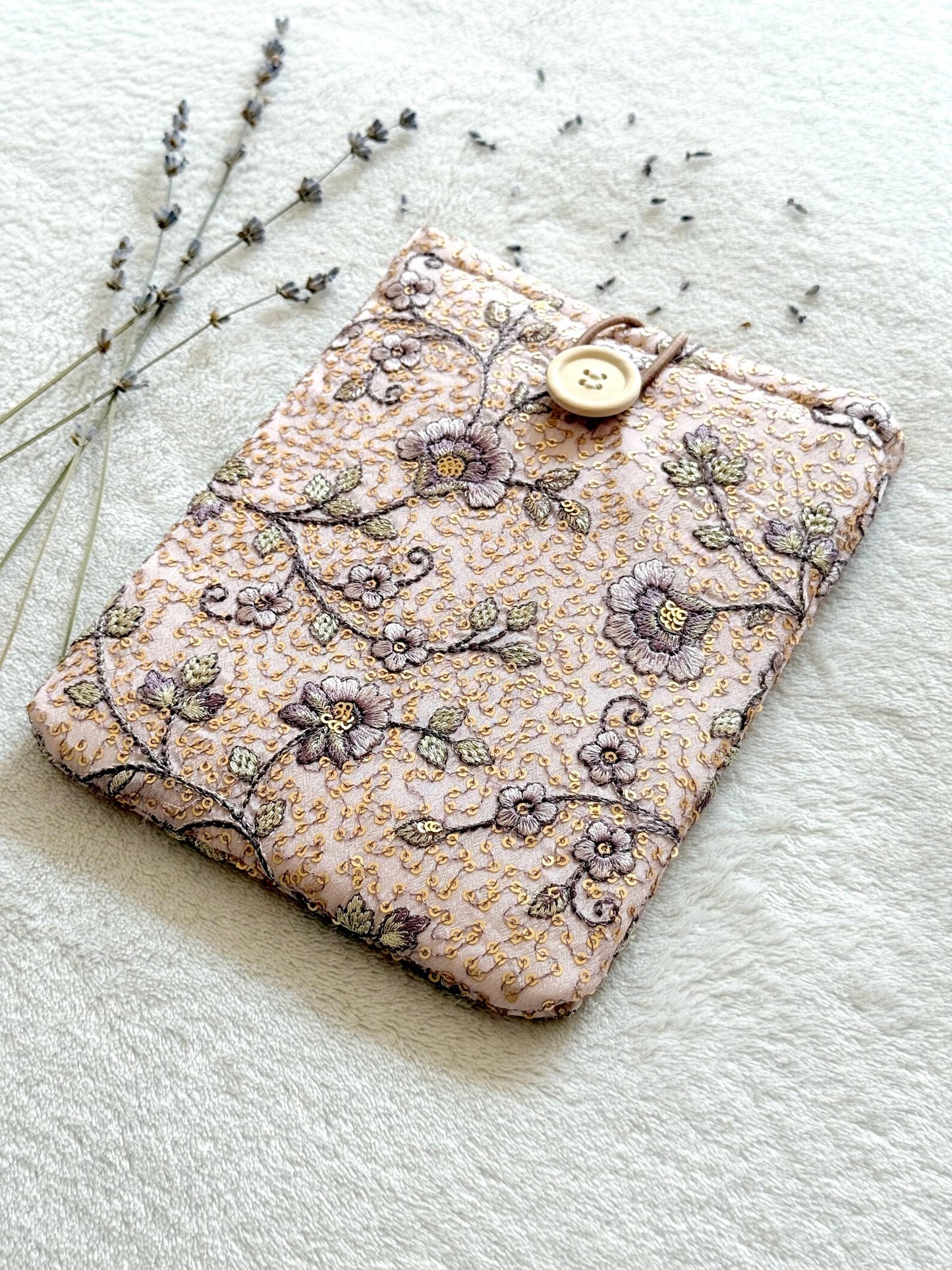 Embroidered Pink Begonia E-Reader Sleeve