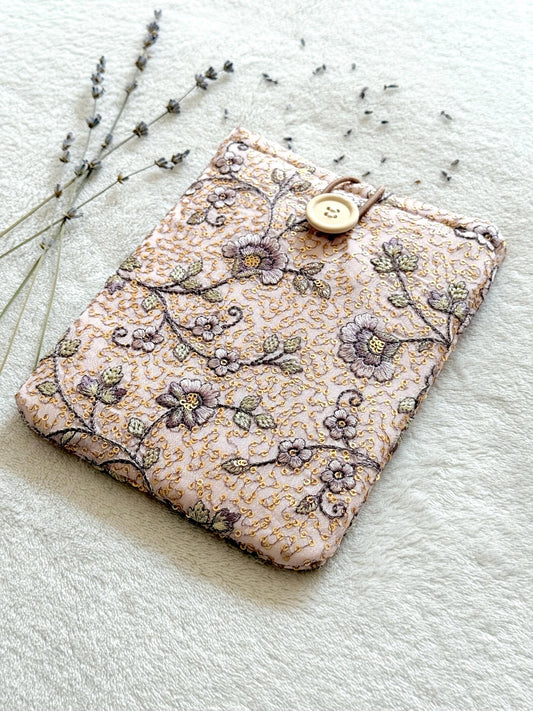 Embroidered Pink Begonia E-Reader Sleeve