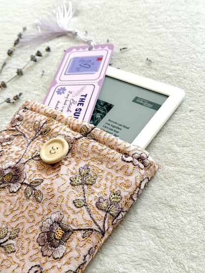 Embroidered Pink Begonia E-Reader Sleeve