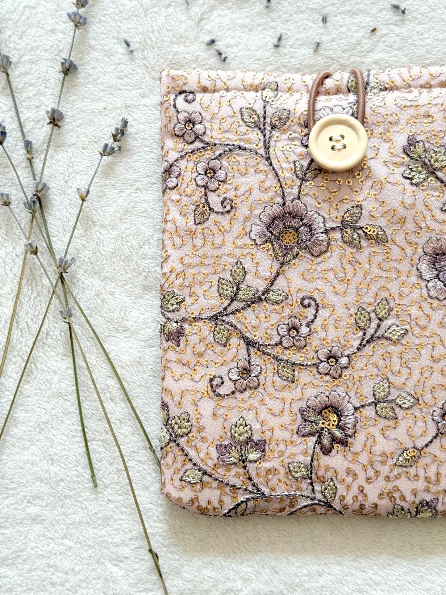 Embroidered Pink Begonia E-Reader Sleeve