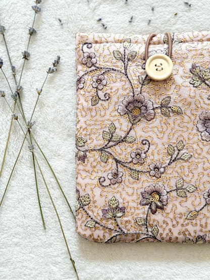 Embroidered Pink Begonia E-Reader Sleeve