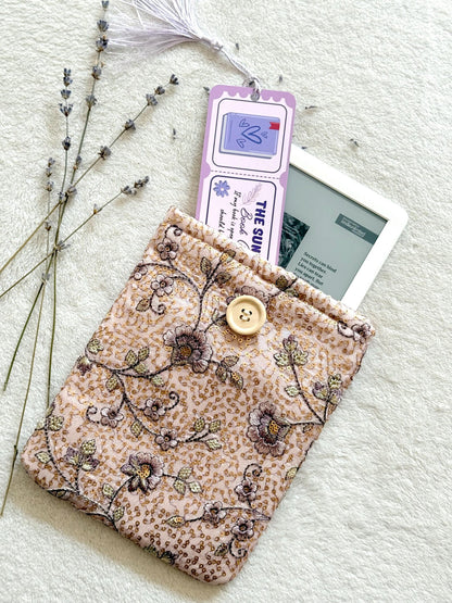 Embroidered Pink Begonia E-Reader Sleeve