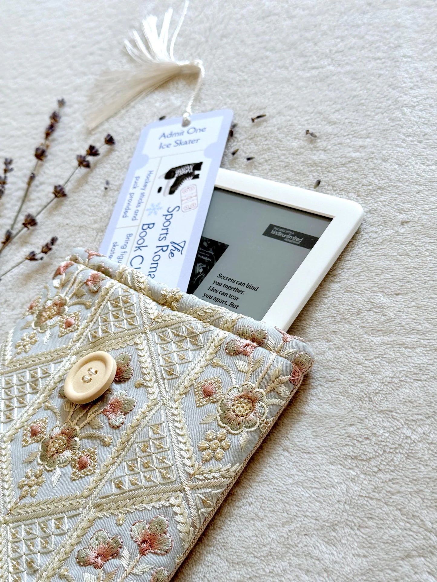 Embroidered Blue Orchid E-Reader Sleeve