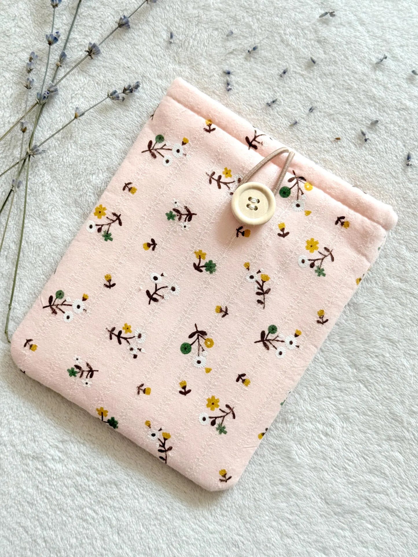 Embroidered Pink Floral E-Reader Sleeve