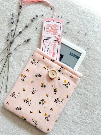 Embroidered Pink Floral E-Reader Sleeve