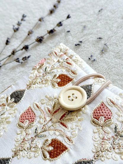 Embroidered White Strawberry E-Reader Sleeve