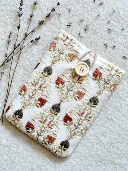 Embroidered White Strawberry E-Reader Sleeve