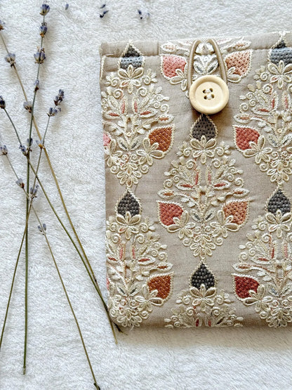 Embroidered Khaki Strawberry E-Reader Sleeve