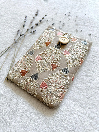 Embroidered Khaki Strawberry E-Reader Sleeve